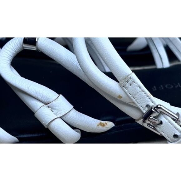 Rebecca Minkoff Sarle White Leather Strappy Sandals Flats Size 7 - Picture 14 of 15